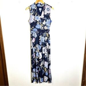 NWT Rabbit Rabbit Rabbit Navy Floral Maxi Dress blue pink sleeveless V-neck Sz 8